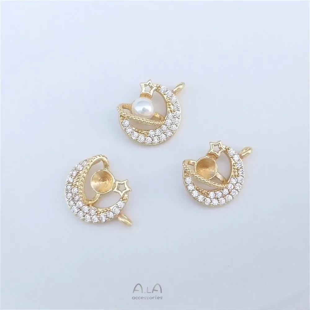 14 К золото инкрустированный циркон Солнце Луна Звезды Вселенная Планета