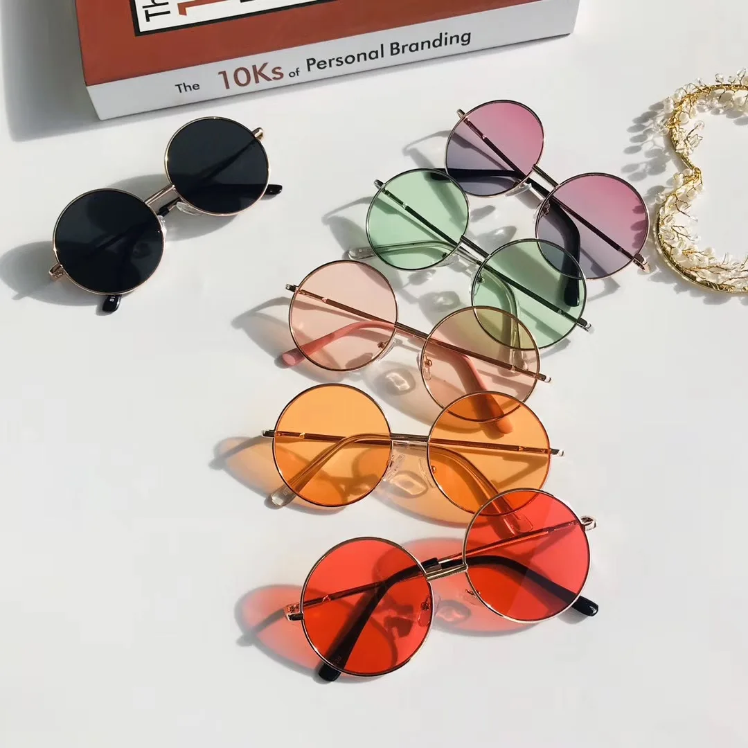 

Vintage Children Sunglsses For Baby Uv-anti Metal Eyewear Sunglasses Personality Round Frame Kid Sun Glasses Gradient Lens
