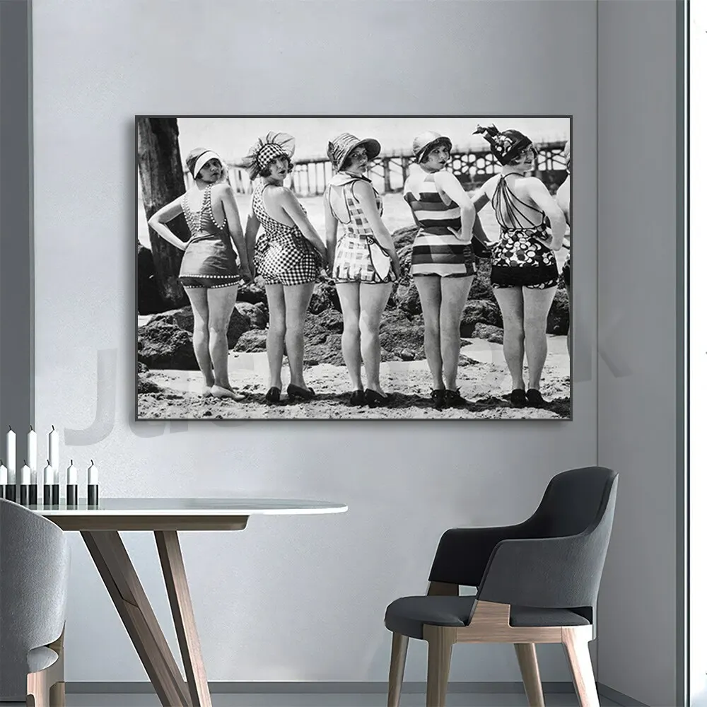 Винтажный Хлопушка Для Девочек Пляжный Принт Черный Белый Цвет Ретро Растерини