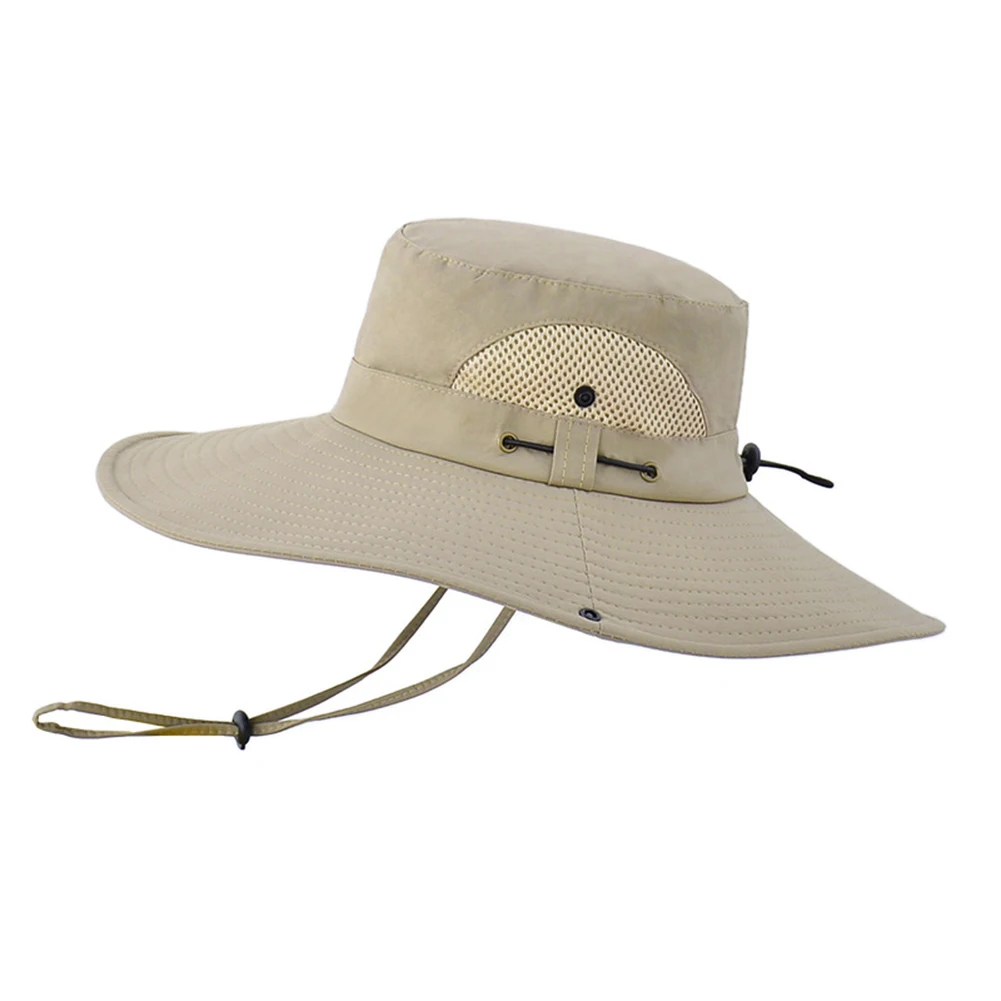 Fisherman Hat Mesh Holes Wide Brim Sun Hat Breathable Hiking Boonie Cap Men's Outdoor Mountaineering Sun Protection 6 Colors enlarge