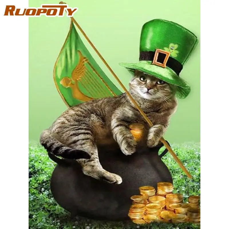 

RUOPOTY Acrylic Painting By Numbers For Adults Decorative Painting Cartoon Cats Gift Handpainted Diy Crafts Picture Drawing