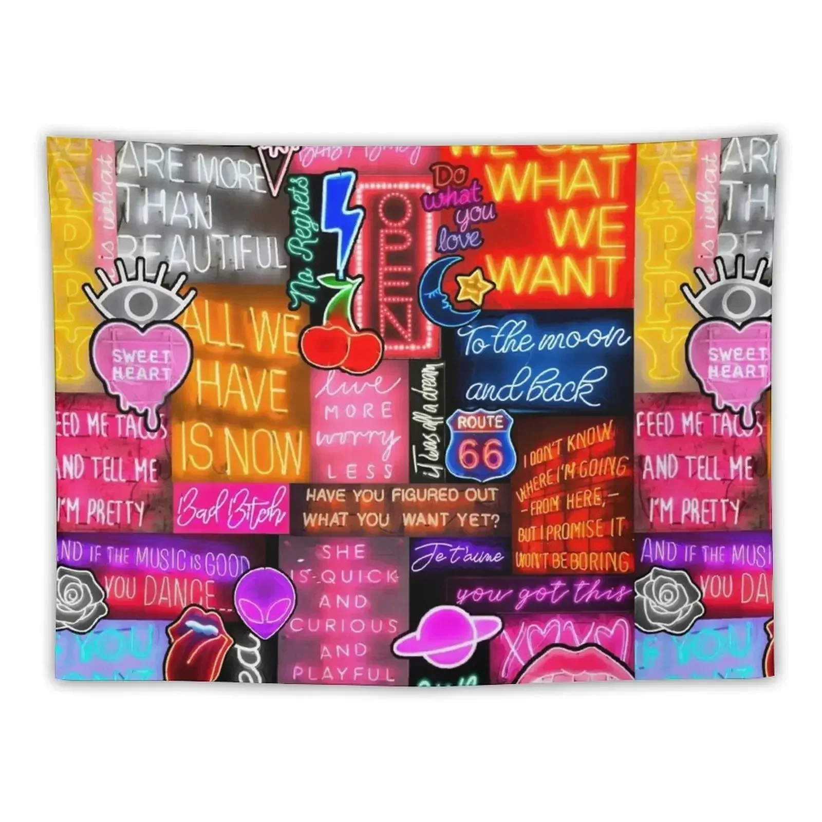 Неоновые вывески Vibes Коллаж Гобелен