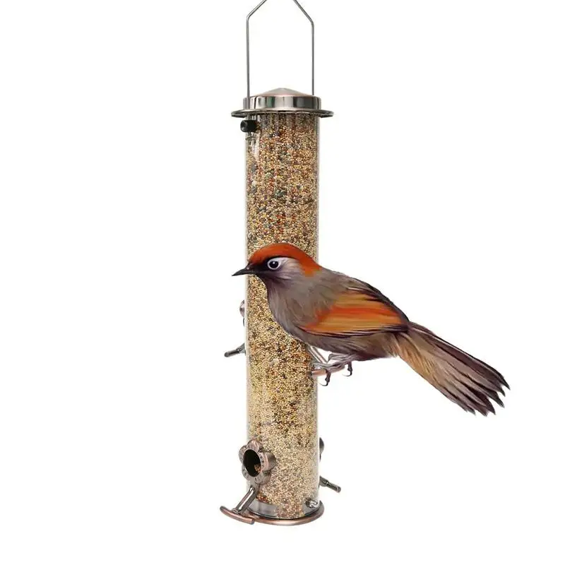 

Durable Wild Bird Hanging Feeder Stainless Steel Bird Food Dispenser Container Tubular Anti-rust Outdoor Garden Decor Drop Ship