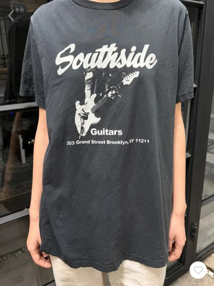 Футболка женская оверсайз с принтом гитар Повседневная Свободная рубашка