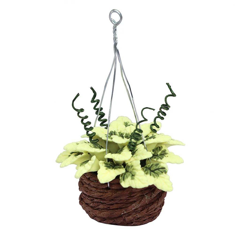 

Miniature Hanging Plant Basket Model Adornment Kids Mini House Delicate Photo Prop