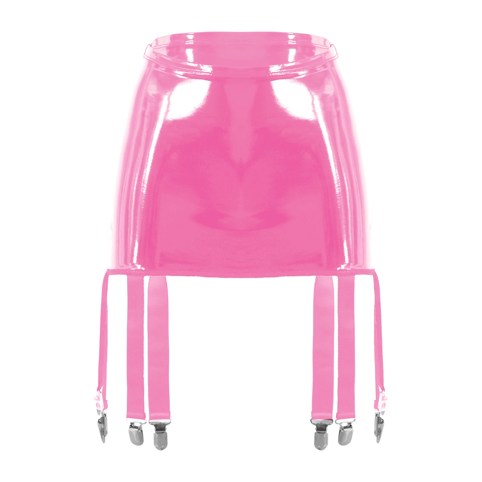 Женская мини-юбка из лакированной кожи с подвязками и высокой талией |