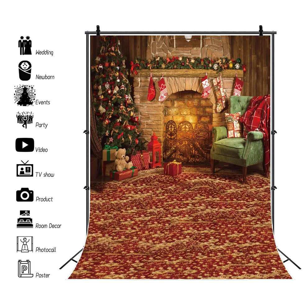 

Рождественский фон для фотосъемки камин дерево подарок ребенок портрет вечевечерние НКА Декор Фон для фотосъемки дети Фотостудия