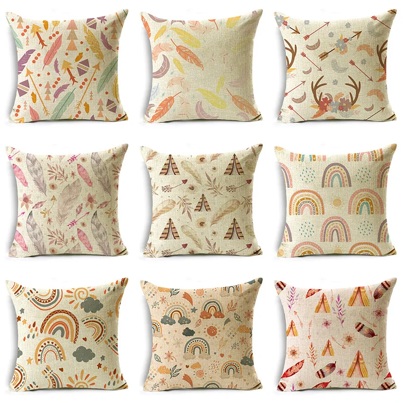 

Cushion cover Soft Ethnic Wind Home Decorative Pillowcase Square invisible zipper pillowcase 40cm/45cm and 50cm Linen Decorative