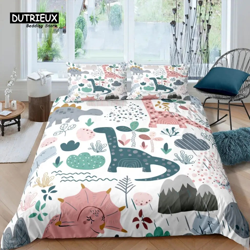 Home Living Luxury 3D Dinosaur Bedding Set Duvet Cover Pillowcase Kids Queen and King EU/US/AU/UK Size