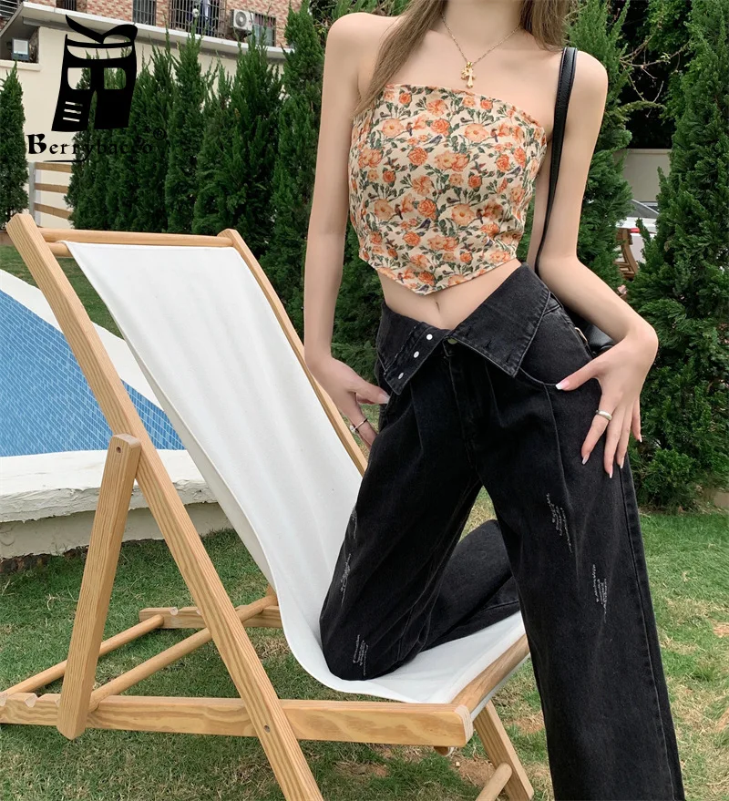 

Женские джинсовые брюки с высокой талией, широкие брюки, винтажная уличная одежда Y2k, одежда в стиле 1920-х, корейские модные джинсовые брюки для женщин Yk2, карго 90-х