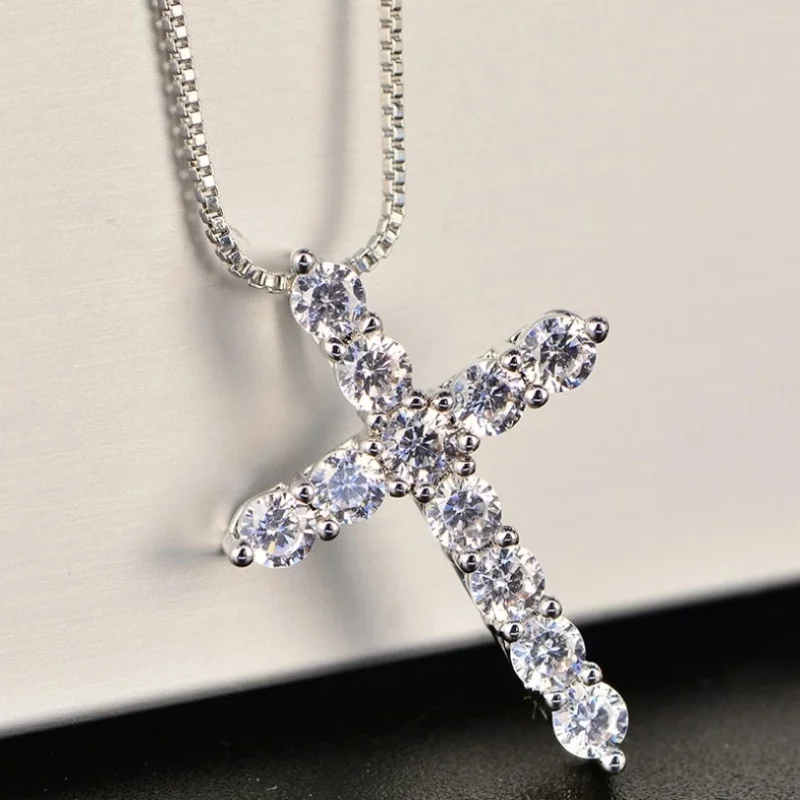 

Jewelry for Women Cross Necklace Bridal Wedding Necklace Cross Zircon Pendant Daily Casual Accessories Valentines Day Gift