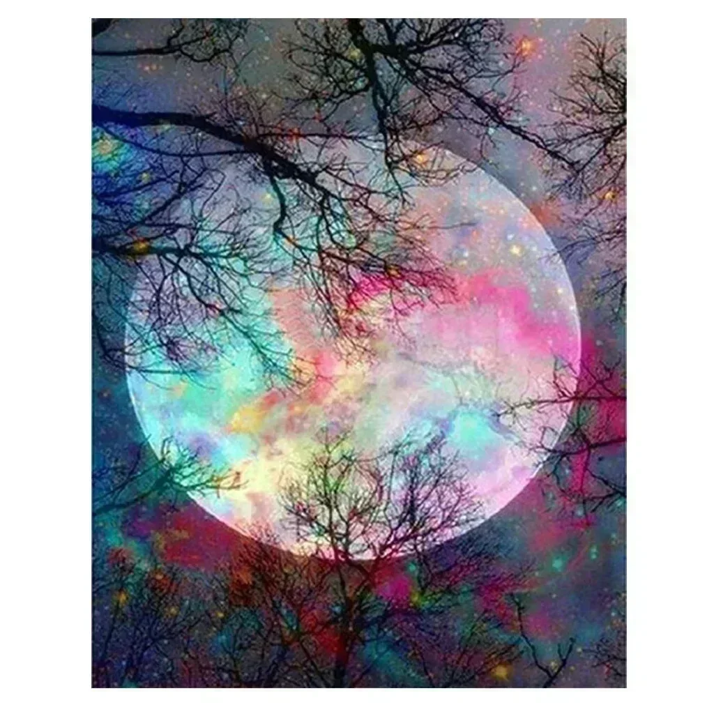 Flower2436-244.23 Мультяшная цифровая картина маслом Луна Ночная сцена Наполнение