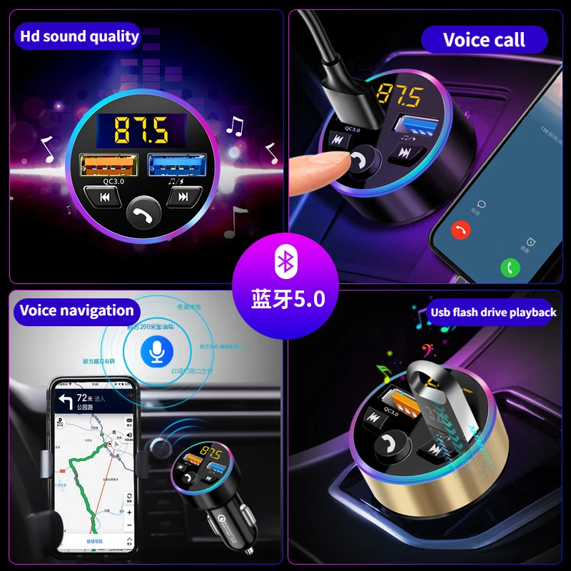 

Car Charger Car Mp3 Bluetooth Player Fm Transmitter Qc Bluetooth Car Charger Multi-function Car Charging