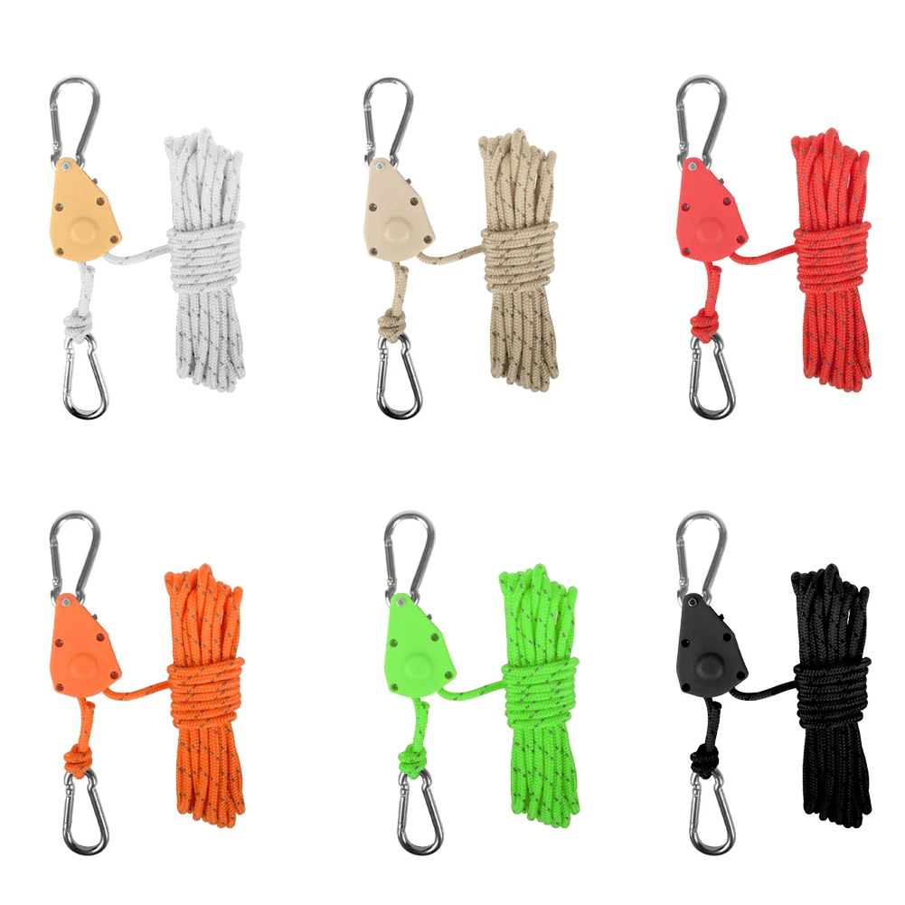 

4mm*4M Rope Stainless Steel Pulley Buckle For Tents And Canopies Secure Non-Slip Camping Accessory Adjustable Camping Equipment