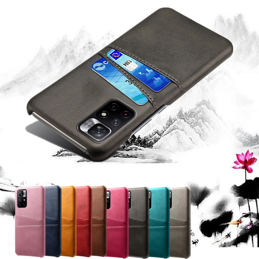 

Case with 2 Credit Card For Xiaomi Redmi Note 11 10 9 Pro 10s 9s 8 7 Pro 9 9A Poco F3 X3 NFC GT Mi 11 10T 11T Pro Lite Cover