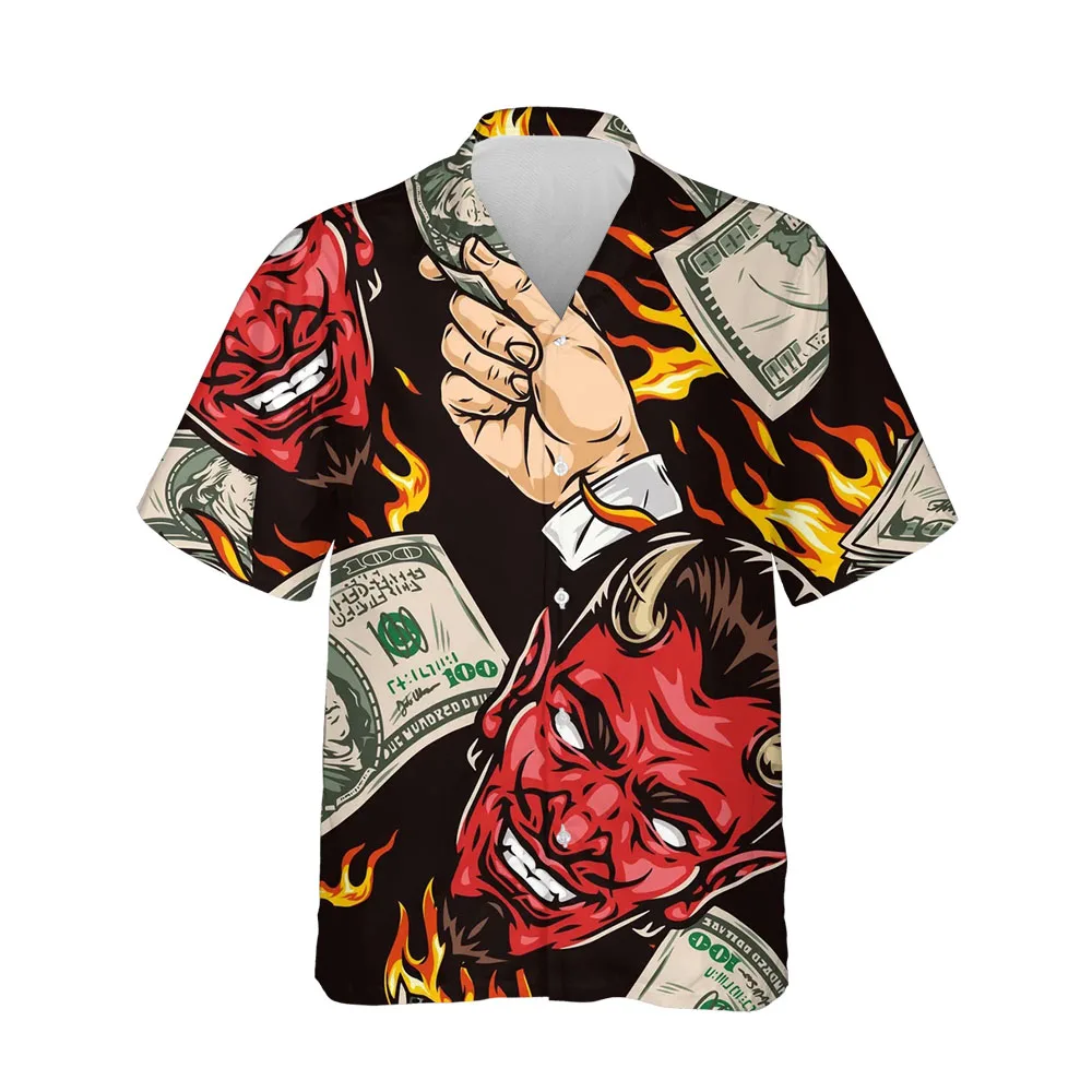 Jumeast 3D Horror Demon Shirts For Men Halloween Festival Gift Black Baggy Clothes Summer Men Shirt Fashion Streetwear Blouses