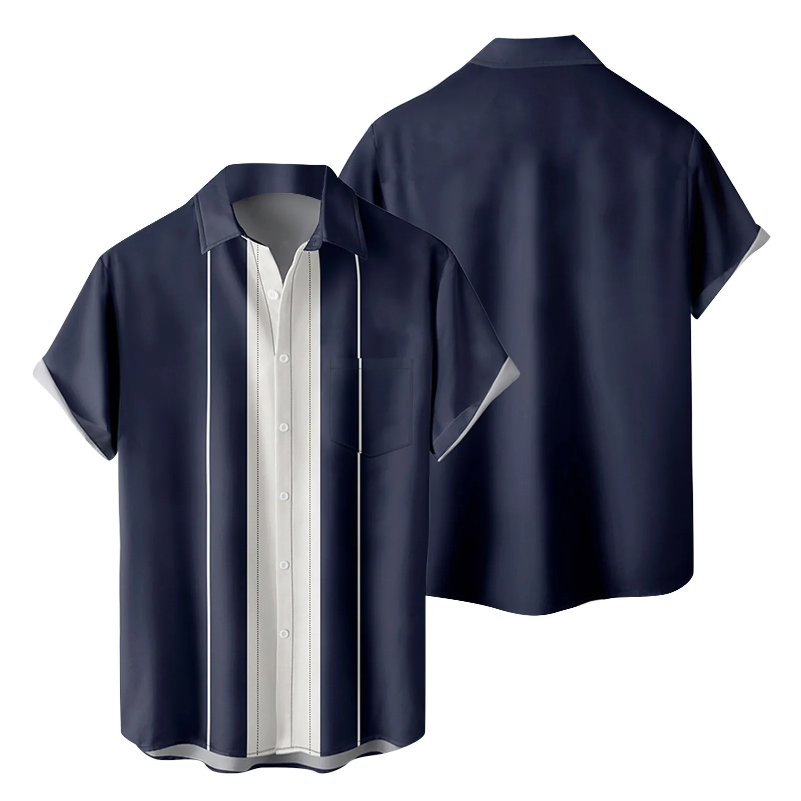 

Mens Fashion And Leisure 3D Digital Printing Buckle Lapel Short Sleeve Shirt Top Corduroy Shirt Men