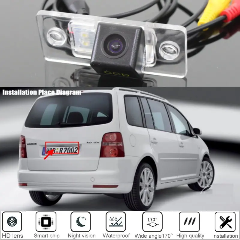 Фото Для Volkswagen Touran/Golf Touran 2003 ~ 2010 Автомобильная камера заднего вида заднего вида Высококачественная CCD камера заднего вида ночного видения №1