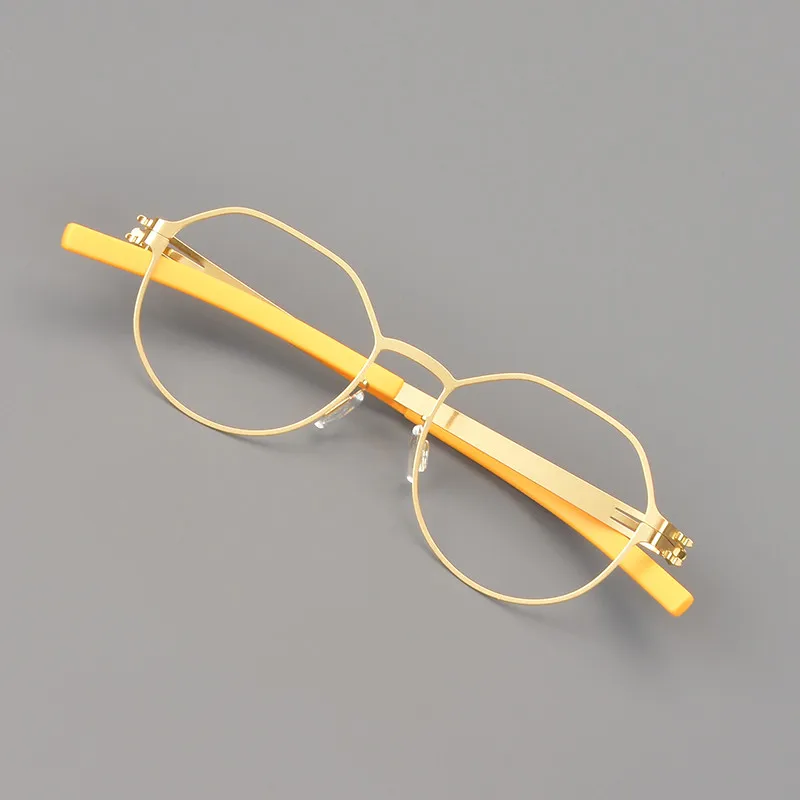 Немецкие круглые очки без винтов для мужчин и женщин ультралегкие многоугольные