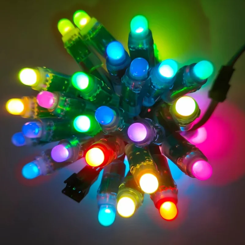 Фото 50 шт. WS2811 IC RGB полноцветные пиксели F12 мм цифровые адресные 12 В 5 В Dream Color светодиодные пиксели модуль строка водонепроницаемый свет 4 м №1