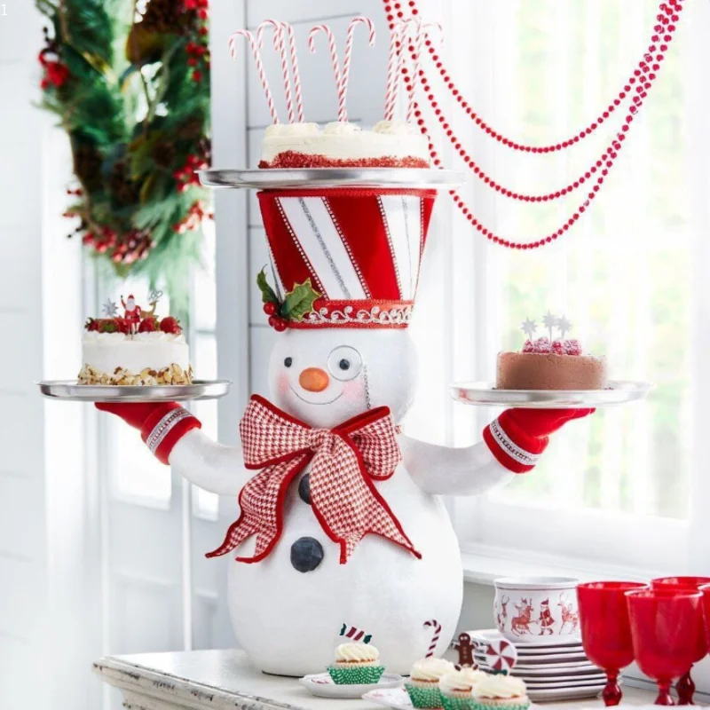 

Статуи Санта-Клауса из смолы, поднос для закусок, Рождественская фигурка с держателем для лакомств, торта, искусственная Фруктовая тарелка для рождества, искусственная
