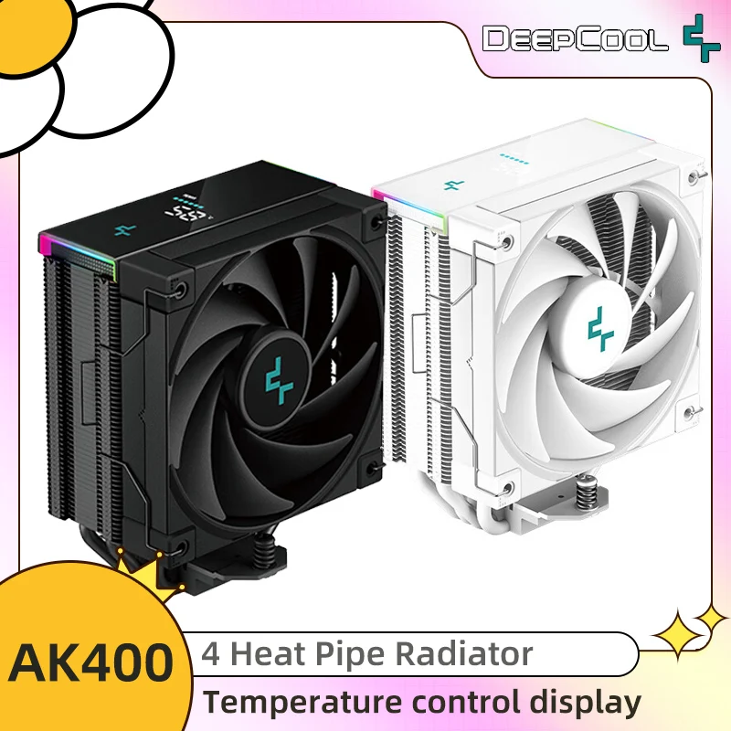 Фото Кулер для процессора DeepCool AK400 с цифровым ЖК-дисплеем, 4 тепловые трубки, воздушное охлаждение, радиатор для ПК, совместим с LGA1700/1200/115X/AM4/AM5 №2