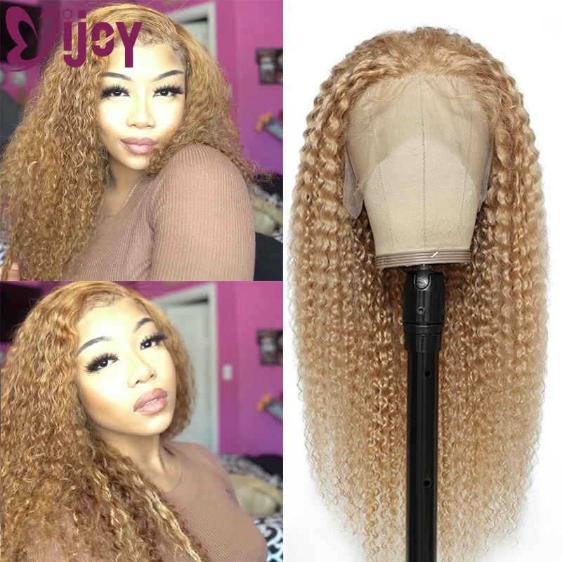 Kinky Curly 13x4 Lace Frontal Human Hair Wigs Honey Blonde Brazilian Remy Hair Lace Wigs Curly Lace Frontal Wigs For Women IJOY