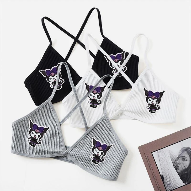 

Аниме Sanrioed нижнее белье для девушек жилет Топ Kawaii Kuromi Hellokt Cinnamoroll мягкие дышащие без рукавов спортивные майки бикини бюстгальтер