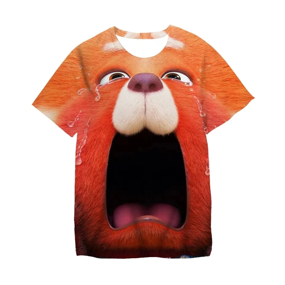 

Turing Red cute chubby funny expression pack 3D round neck short-sleeved children's T-shirt for boys and girls