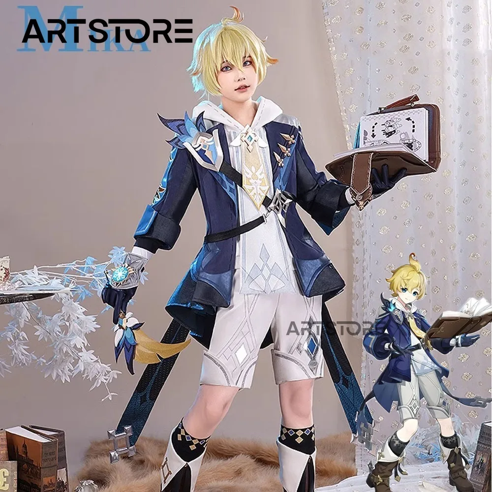 

Genshin Impact Mika Cosplay Costume Uniform Suit Wig Shoes full Set Outfits Anime Game Genshin Mika Costumes for Halloween Party
