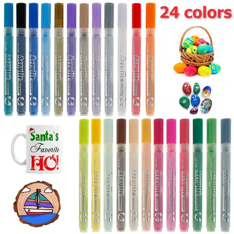 Набор маркеров для акриловых красок, набор водонепроницаемых перманентных красок для самостоятельного раскрашивания, ручка для дерева и т...