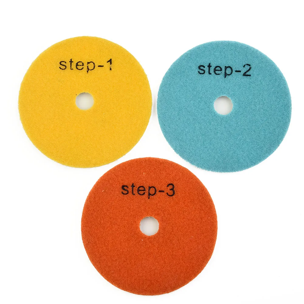 

3PCS 4 Inch 100mm Dry/Wet Polishing Pad Sharp Type Flexible Diamond 3 Step Polishing Pads For Granite Marble Stone Sanding Disc