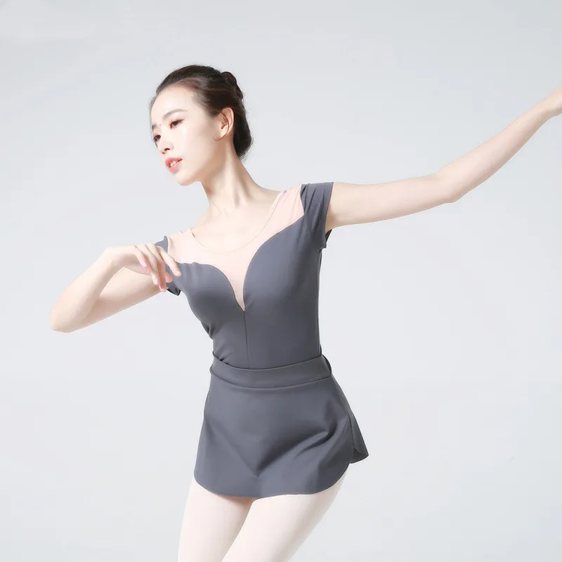 

Ballet Leotards for Girls Women Sexy Neckline Cotton Soft Mesh Black White Gymnastics Leotard Ballet Dancing Costumes