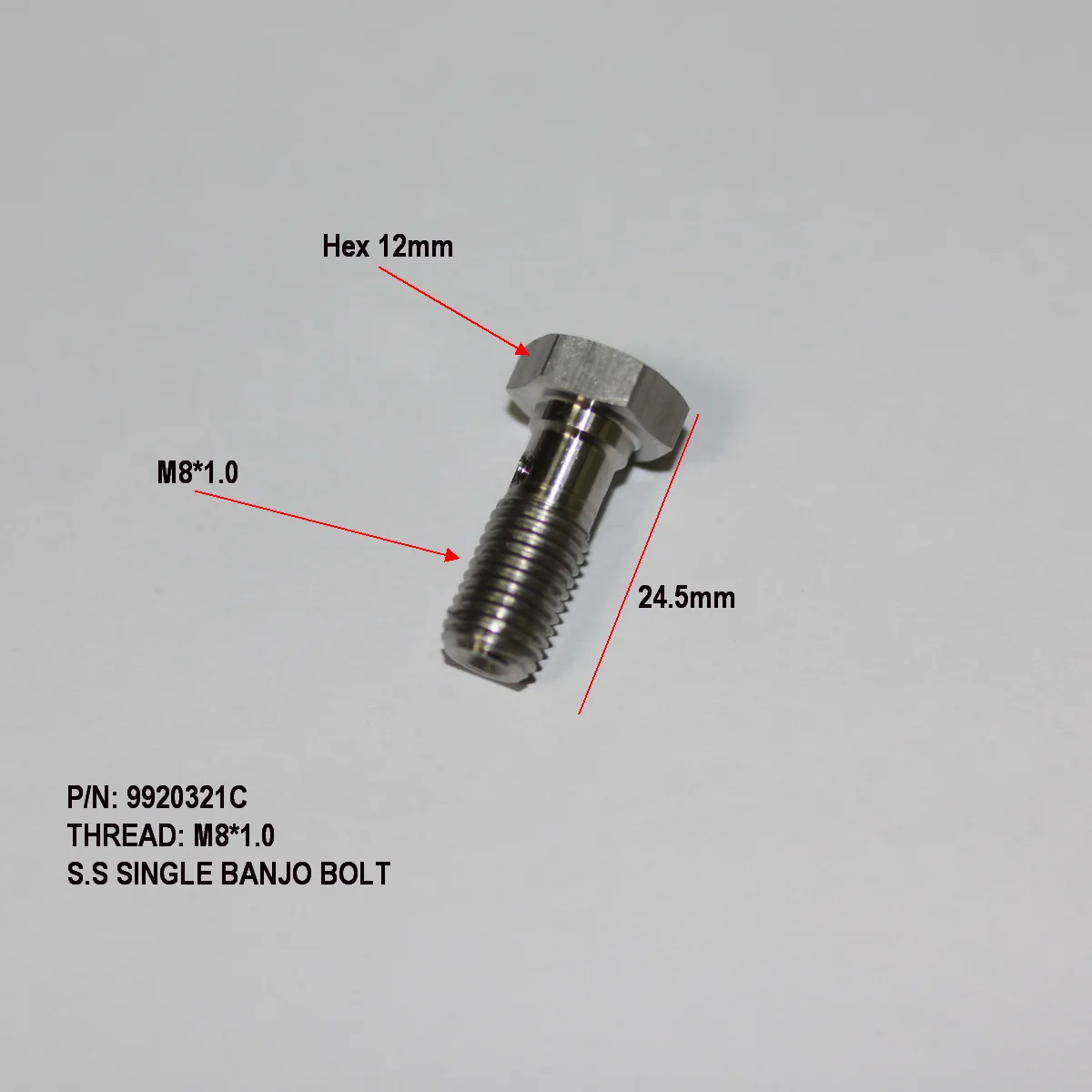 

Одиночный болт банджо M8x1 из нержавеющей стали для цилиндра рулевого суппорта мотоцикла