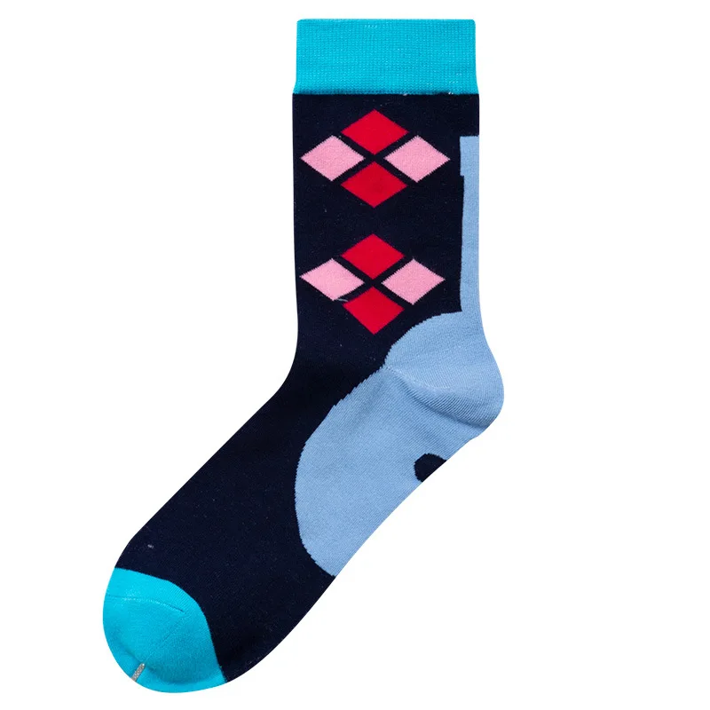 New design pure cotton socks men's business medium tube socks spring and autumn breathable men's high-quality happy color socks