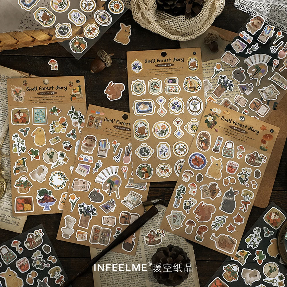 

20Pcs Vintage Scrapbook Stickers Small forest diary Decal Antique Decorative Sticker For Laptop Scrapbooking Journal Planner