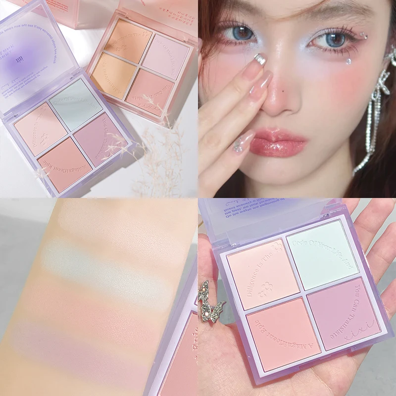 

4-Colors Matte Lavender Blush Palette Nude Eyeshadow Natural Blush Powder Rouge Multifunctional Face Makeup Palette Cosmetics