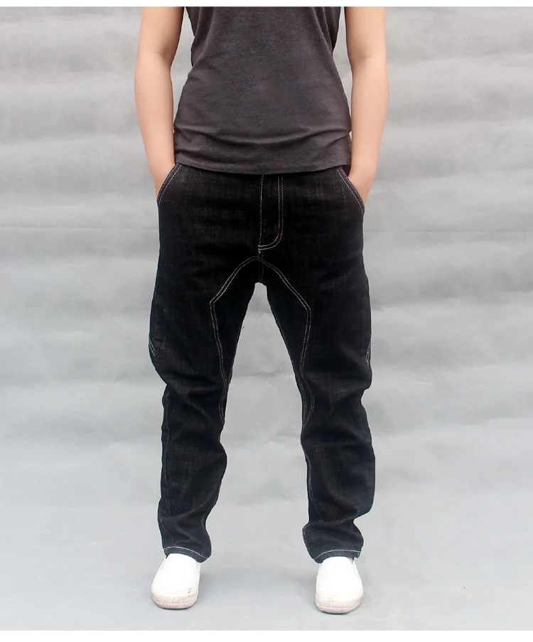 Men's Jeans Cross-Pants Jeans Black Small Straight Legs Hip Hop Pants Loose Large Size Skate Pants