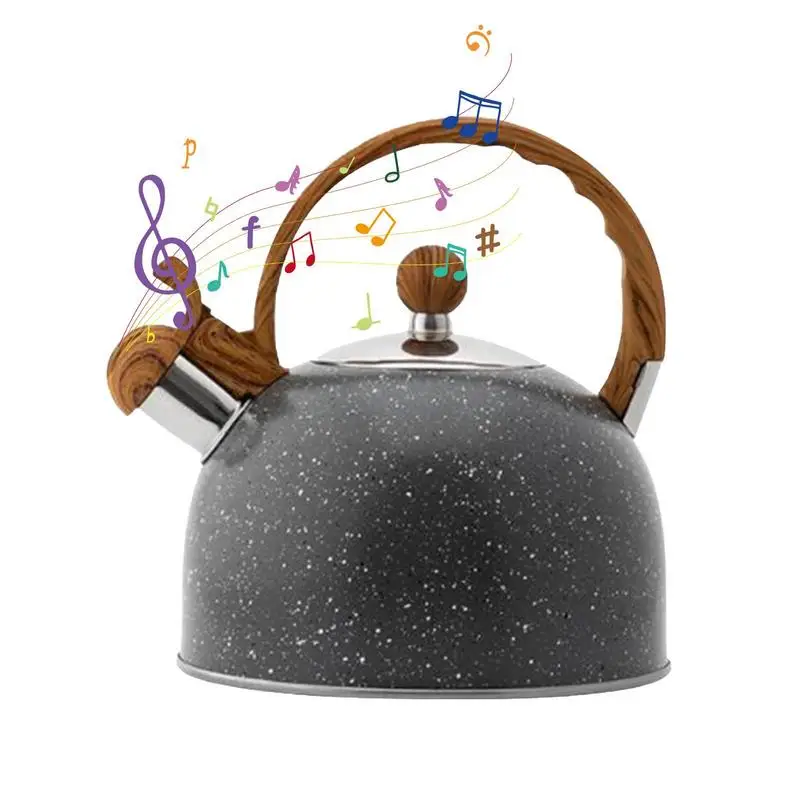 

2.5L Whistle Kettle For Gas Stove With Wood Grain Handle Whistling Tea Kettle Stainless Steel Teapot For All Heat Source