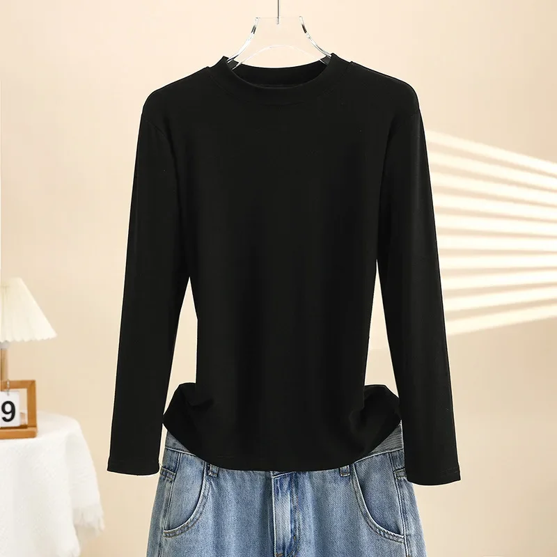 Женская футболка с высоким воротником до половины поло новинка 2024 утягивающая