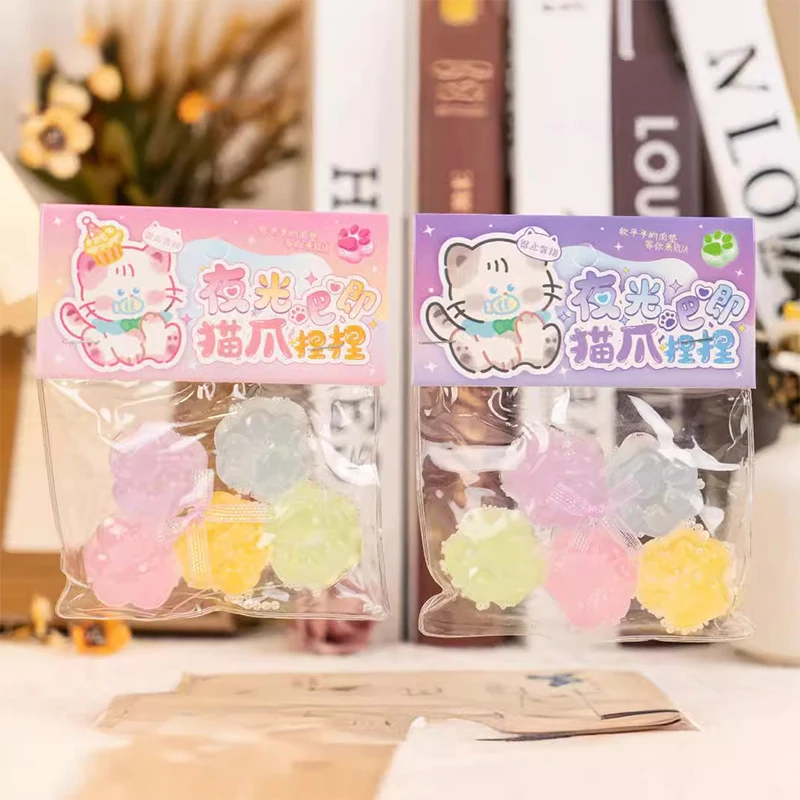 5 шт. Kawaii серебристые игрушки для сжатия кошачьей лапы игрушка декомпрессии с