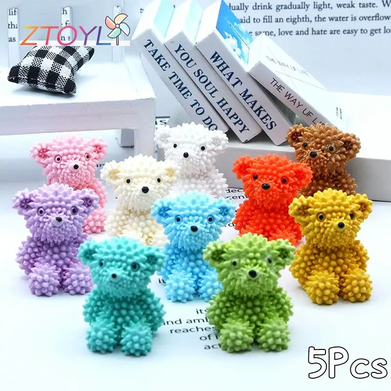 

5Pcs Mini Cartoon Durian Bear Ornaments DIY Macaron Color Doll Hanging Pendant Home Desktop Car Decoration