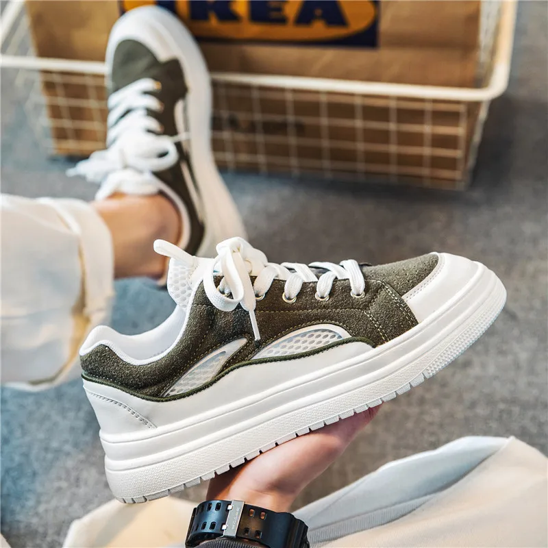 

Men Casual Shoes Breathable Mesh Splicing Sneakers 2022 New Fashion Low Top Flat Lace-Up Shoes Light Cozy Outdoor Running Shoes
