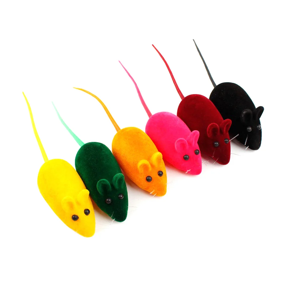 

16pcs Cat Interactive Toy Artificial Mouse Toy Funny Sound Mouse Cat Playing Props Cat Teaser (Mixed Color)
