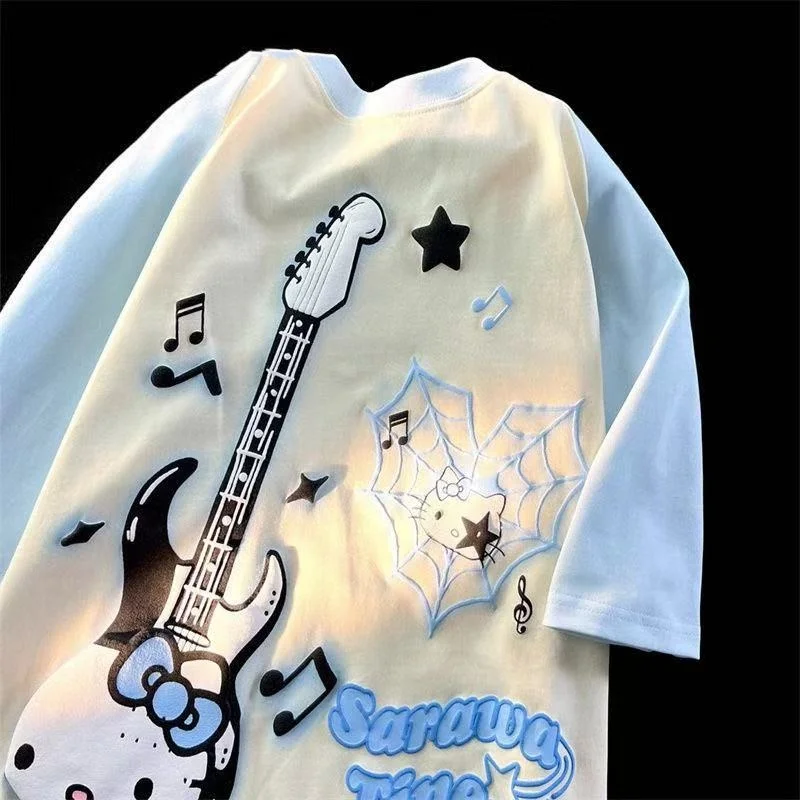 Sanrio 100% чистый хлопок американская ретро необычная футболка с короткими рукавами