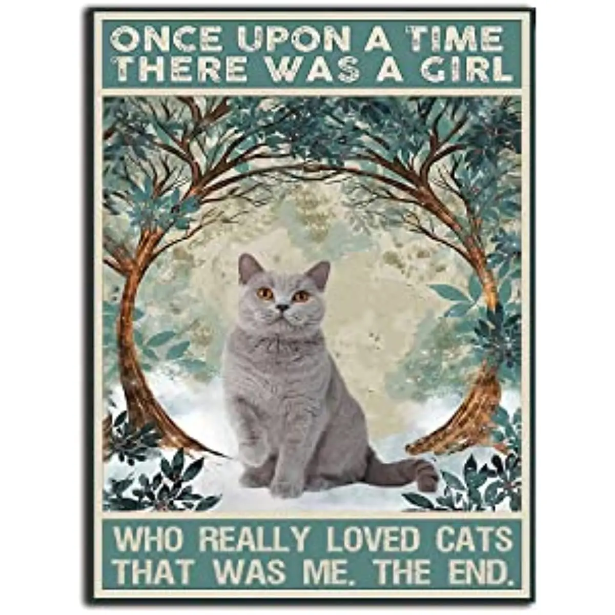 

New Gray cat had a girl she really loves cat mural retro metal cat lovers Wall decor inspirational home Metal Wall Tin Sign