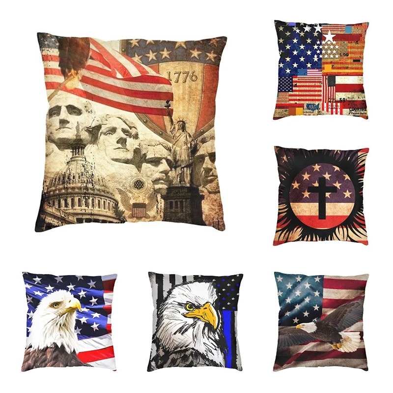 

Наволочка для подушки в виде флага США и рушмора, 45x45 см