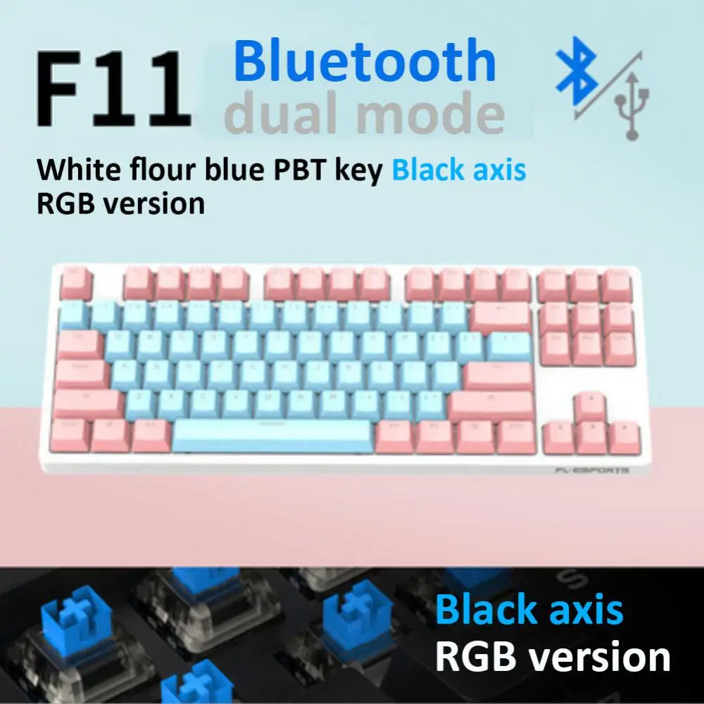 

Wired Gaming Keyboard Rgb Multiple Light Modes 87key Exquisite Mini Three-mode For Notebook Laptop Desktop Pc Tablet F11