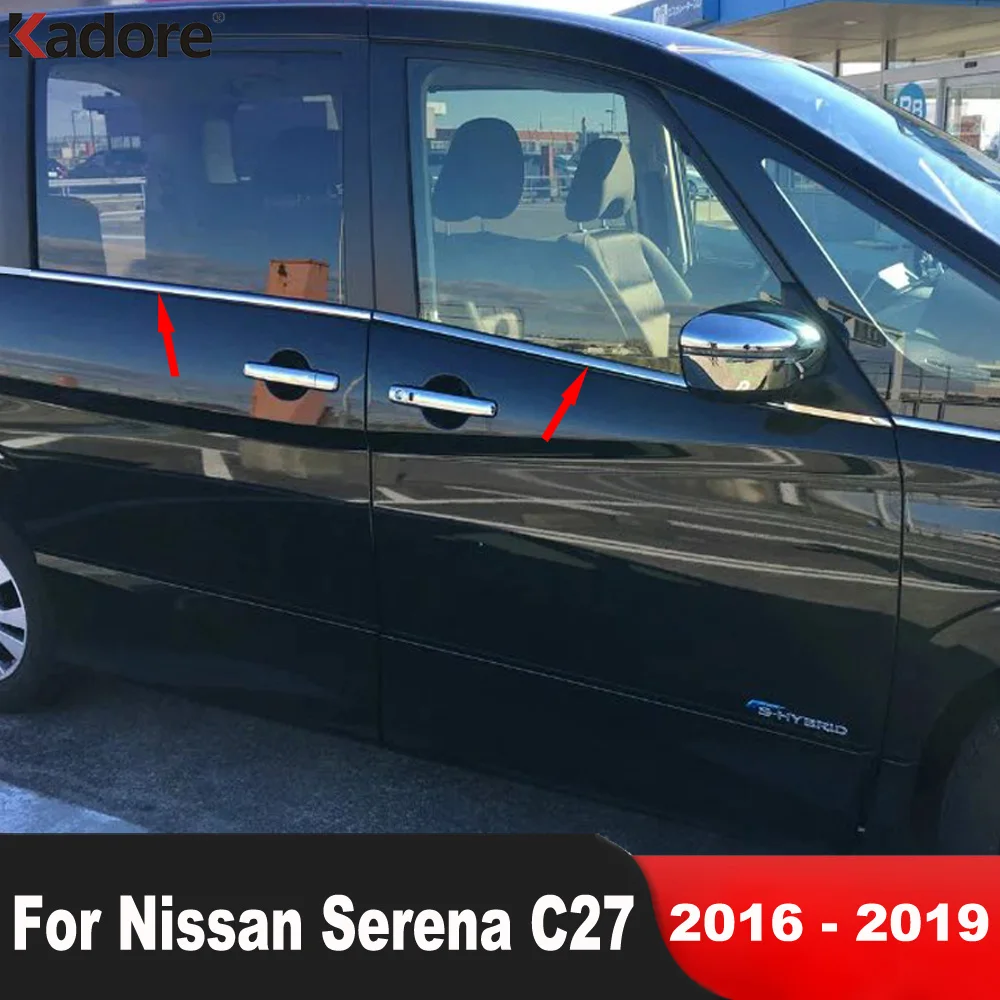 

Нижняя Накладка на порог оконной рамы для Nissan Серена C27 2016 2017 2018 2019, молдинговая лента из нержавеющей стали для автомобильных окон, аксессуары