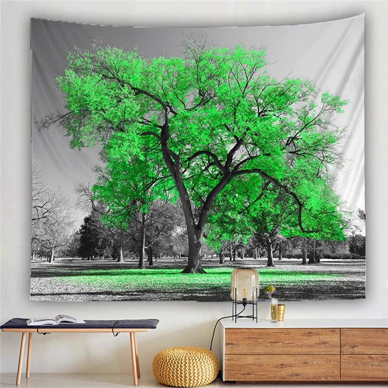 

Tapestry Forest Tree Green Red Orange Purple Home Decor Aesthetic Hanging Decoration Tapestries Room Decor Cottagecore